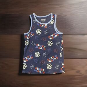 Jumping Beans Boys' Super Mario Tank Top Size 7 Blue Nintendo Graphic Shirt Game